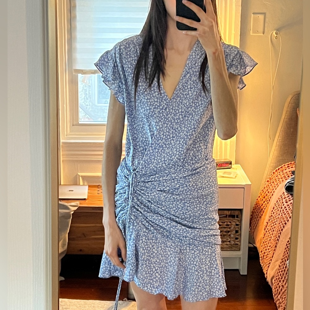Veronica Beard Marla Ruched Flutter Sleeve Sundress